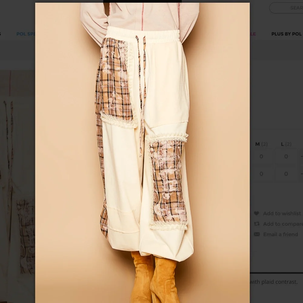 POL 💜 #480 POL Relaxed fit  French Terry Jogger with plaid Contrast SR19